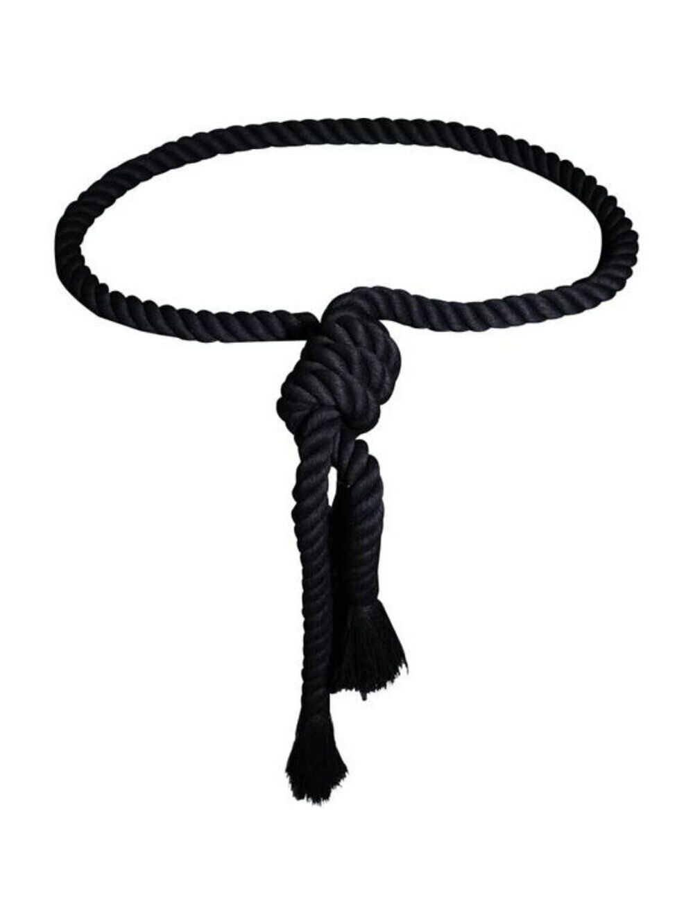 Mens Black Rope Belt Adjustable Twisted Thick Gothic Waist Belt Fashion Accessor